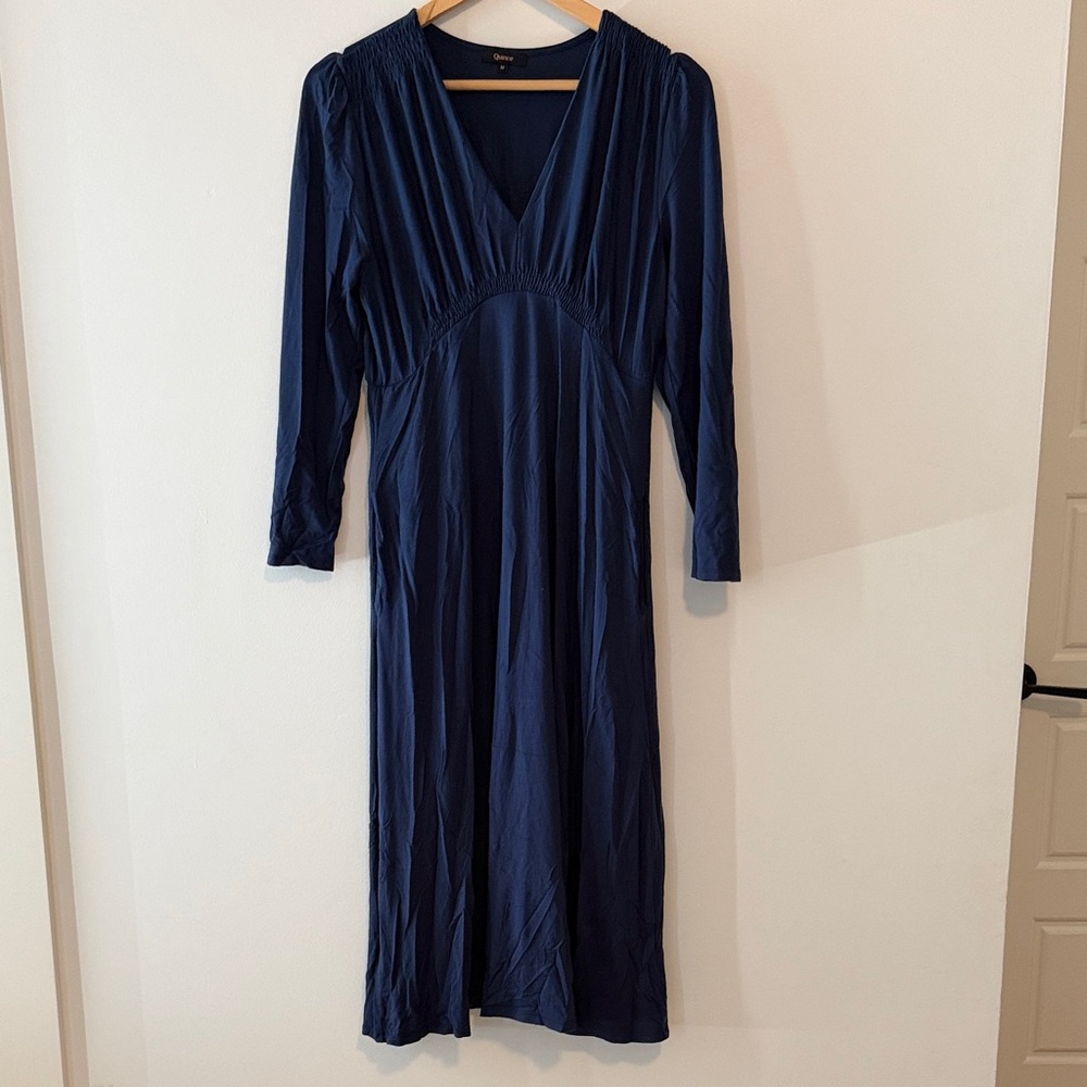 Quince Deep Blue Long Sleeve Dress